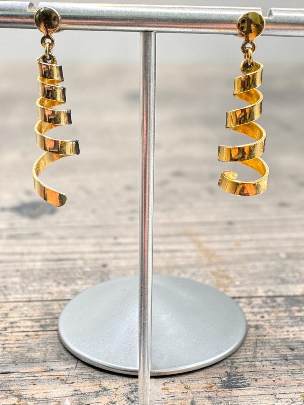 Gold Spiral Drop Earrings - SKU N